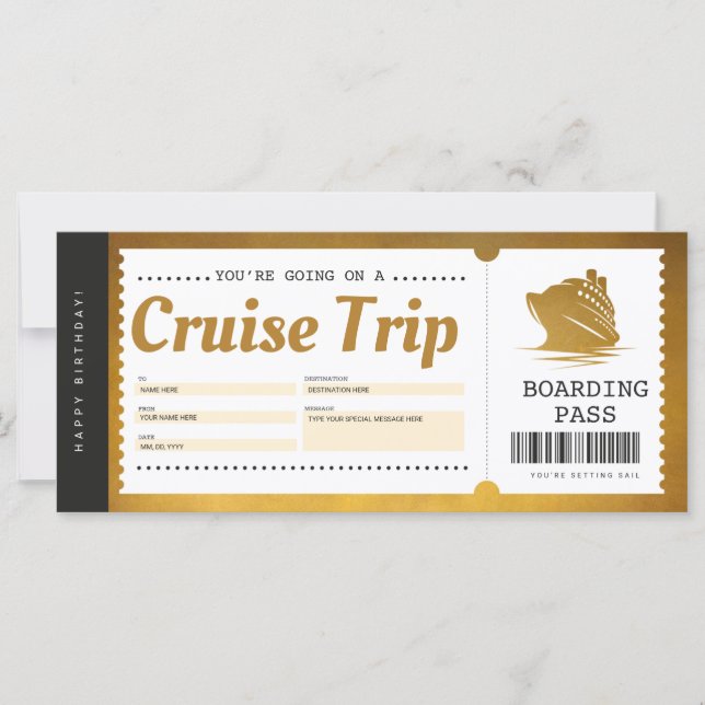 Carte Billet cadeau de voyage de Pass d'embarquement de  (Devant)