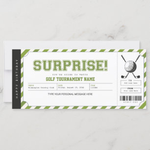 Carte Billet cadeau personnalisé Tournoi de golf Surpris