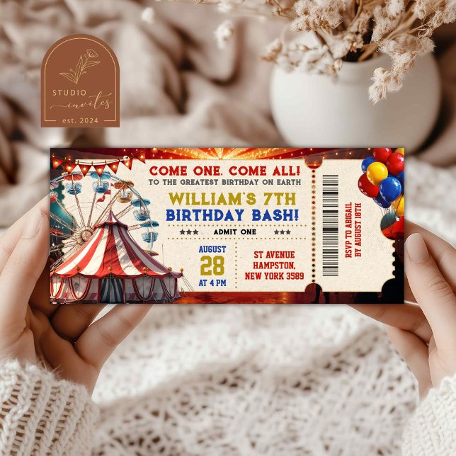 Carte Billet d'anniversaire du Red Carnival Park (Créateur téléchargé)