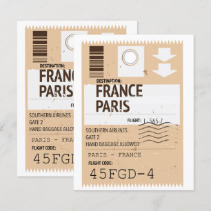 Carte billet d'avion Paris-France