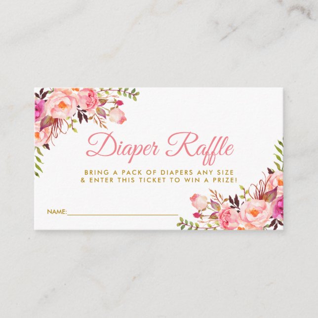 Carte Billet de Baby shower de couches en or rose (Devant)