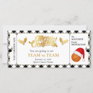 Carte Billet de basket de Noël, Billet cadeau surprise