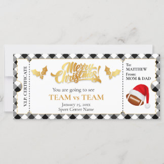 Carte Billet de football de Noël, Billet cadeau surprise