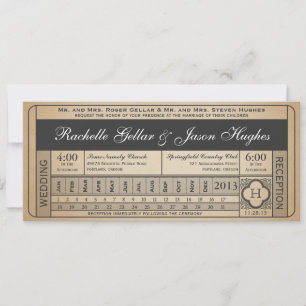 Carte Billet de mariage vintage III perforation