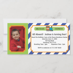 Carte Billet de train photo Anniversaire de enfant - Ble