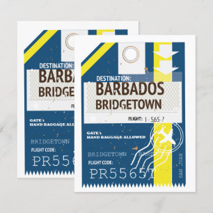 Carte Billet de voyage pour Bridgetown Barbade