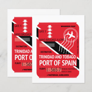 Carte billet de voyage trinidad et tobago port d'espagne