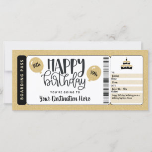 Carte Billet d'embarquement Bon de voyage Cadeau d'anniv