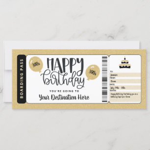 Carte Billet d'embarquement Bon de voyage Cadeau d'anniv