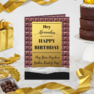 Carte Billet d'or personnalisé Chocolat Anniversaire