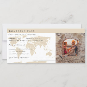 Carte Billet Elégant Boarding Pass Destination Mariage
