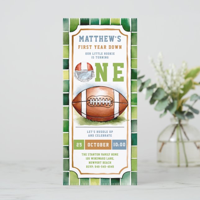 Carte Billet Football Vert Bleu 1er Anniversaire Invitat (Debout devant)