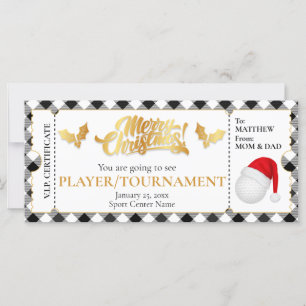 Carte Billet golf de Noël, Billet cadeau surprise