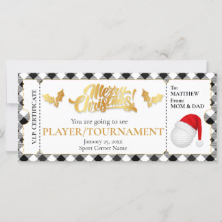 Carte Billet golf de Noël, Billet cadeau surprise