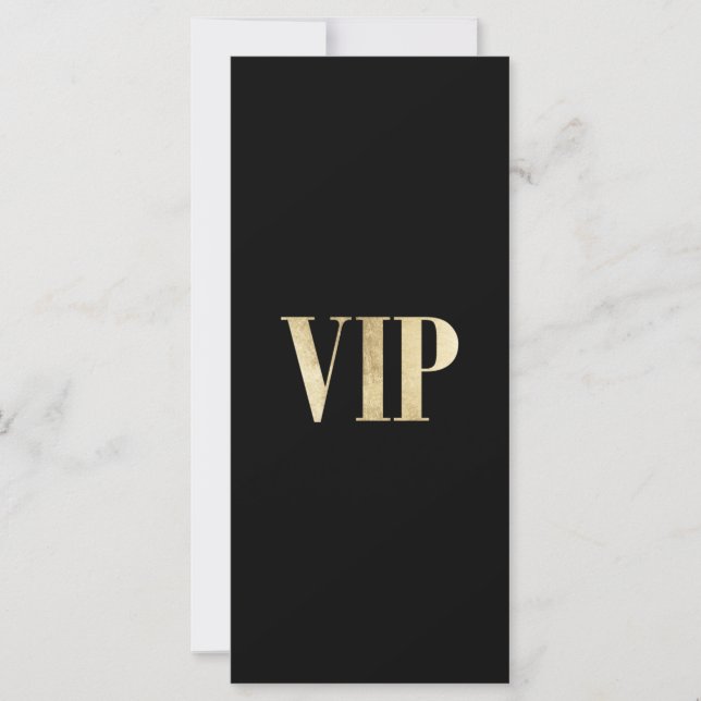 Carte Billet mariage VIP noir et or moderne de luxe (Devant)