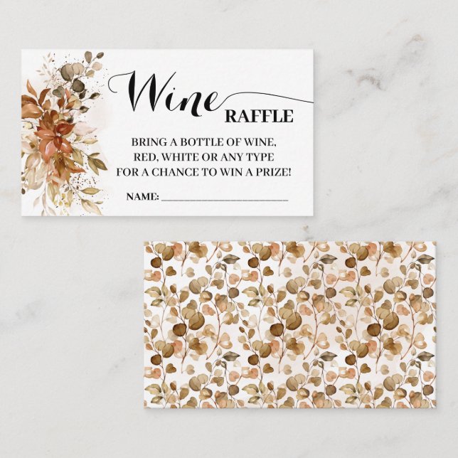 Carte Billet Raffle Vin Automne Fête des mariées A (Devant / Derrière)