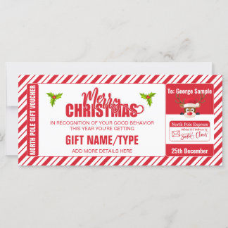 Carte Billet Reindeer de Noël, Carte-cadeau/bon