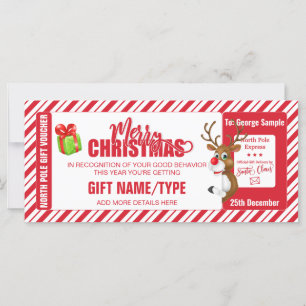 Carte Billet Reindeer de Noël, Carte-cadeau/bon