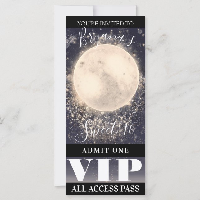 Carte Billet VIP pour fête d'anniversaire Ciel Céleste M (Devant)