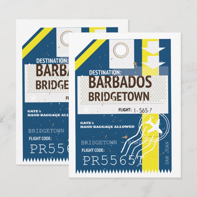 Carte Billet voyage de Bridgetown Barbade (Devant / Derrière)