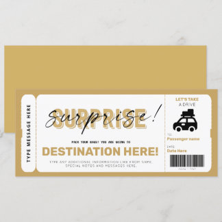 Carte Billet voyage surprise - Voyage sur route - faux c