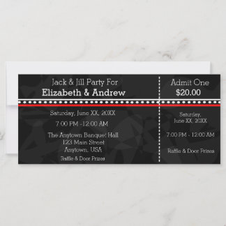 Carte Billets Black White et Red Jack & Jill Shower