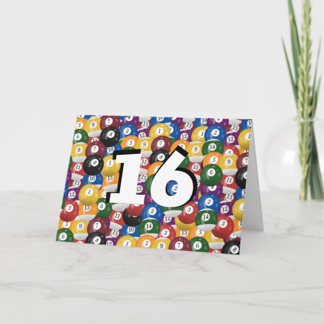 Carte Billiard Balls 16e anniversaire (Devant)