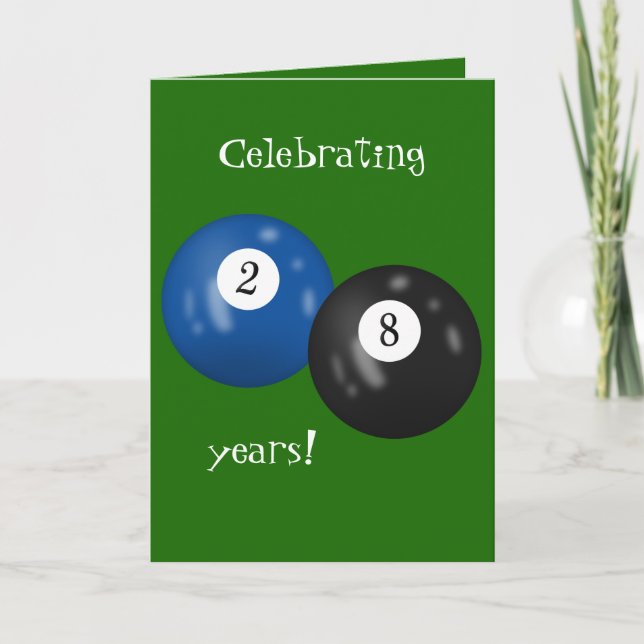 Carte Billiard Balls 28th birthday (Devant)