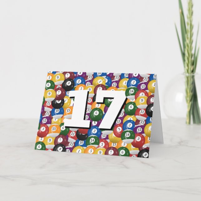 Carte Billiard Balls Pour 17e Anniversaire (Devant)