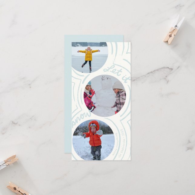 Carte Billowy Snow- Tall Holiday Photo Card (Devant/Arrière en situation)
