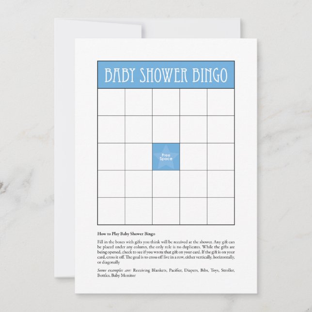 Carte Bingo baby shower - Bleu (Devant)