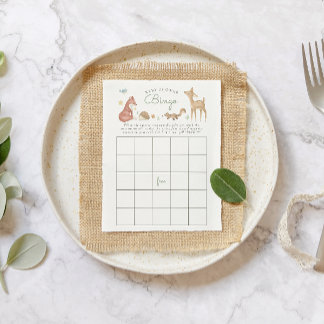 Carte Bingo Baby shower Woodland