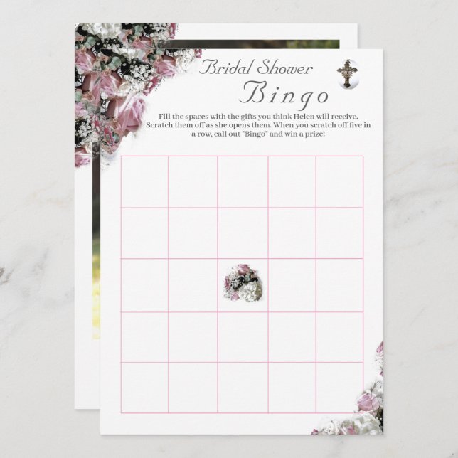 Carte Bingo Catholique Fête des mariées Jeu & Photo (Devant / Derrière)