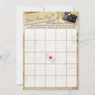Carte Bingo de douche de voyage de noces en crème et bei