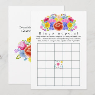 Carte Bingo de Fête de Mariage Floral Fiesta Espagnole
