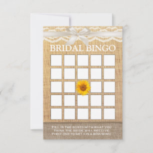 Carte Bingo de Fête des mariées de tournesol ivoire Ribb
