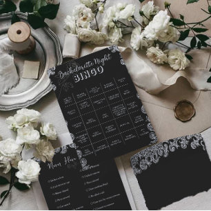 Carte Bingo Gothique Black Floral Bachelorette Partie