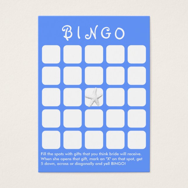 Carte Bingo Light Blue Star Fish 5x5 Fête des mari (Devant)