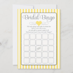 Carte Bingo nuptiale Jeu de Fête des mariées gris jaune