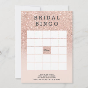 Carte Bingo rose de mariée rose en parties scintillant