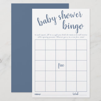 Carte Bingo simple | Dusty Blue Baby shower Jeu