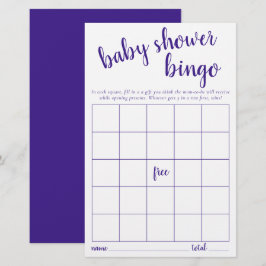 Carte Bingo simple | Jeu de Baby shower pourpre