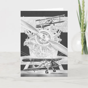 Carte Biplan vintage de Stearman - vieil avion de Biwing