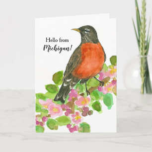Carte Bird American Robin Bonjour Du Michigan