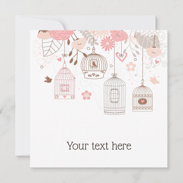 Carte Birdcages Whimsical Personnalisé (Devant)