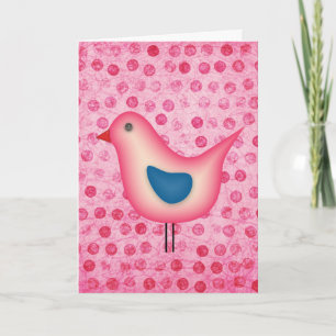Carte Birdie en Pois rose