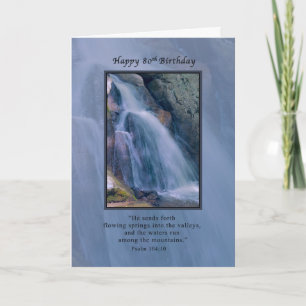 Carte Birthday, 80th, Religious, Mountain Waterfall