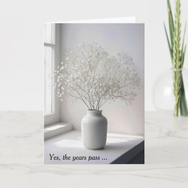 Carte Birthday Baby's Breath Bouquet In White Jug (Devant)