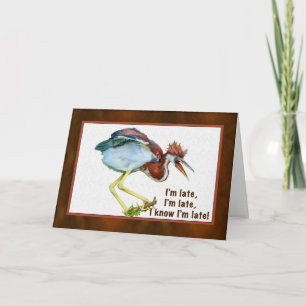 Carte Birthday, Belated, Tricolored Heron, Humorous