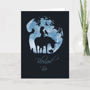 Carte Birthday Blessed Be Wicca avec Animaux et Lune